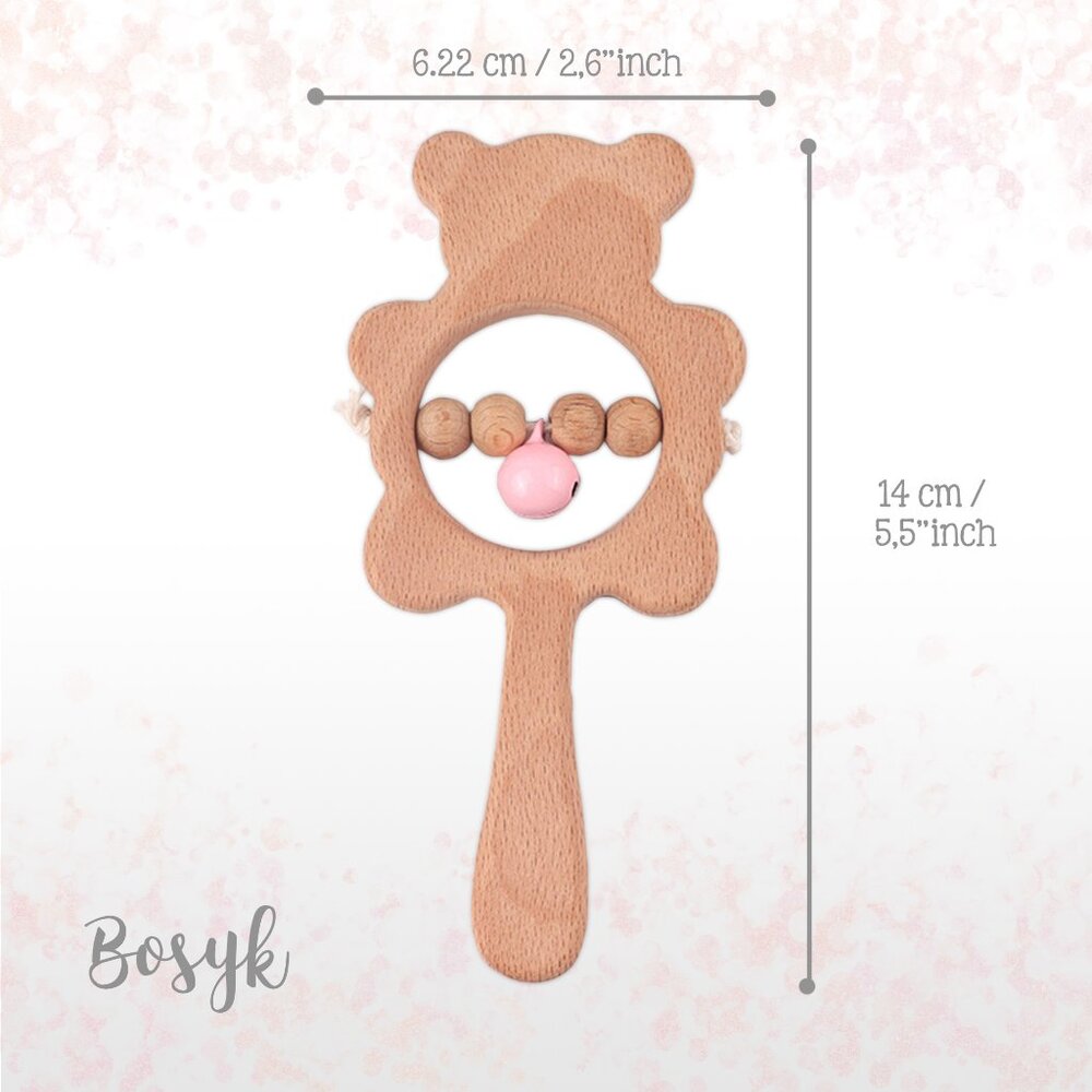 NEW - Rabbit Set  PinkTeether Wooden Rattles - Picture 4 of 5